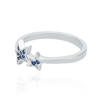 Celestial Twin Star 925 Sterling Silver Ring for Women