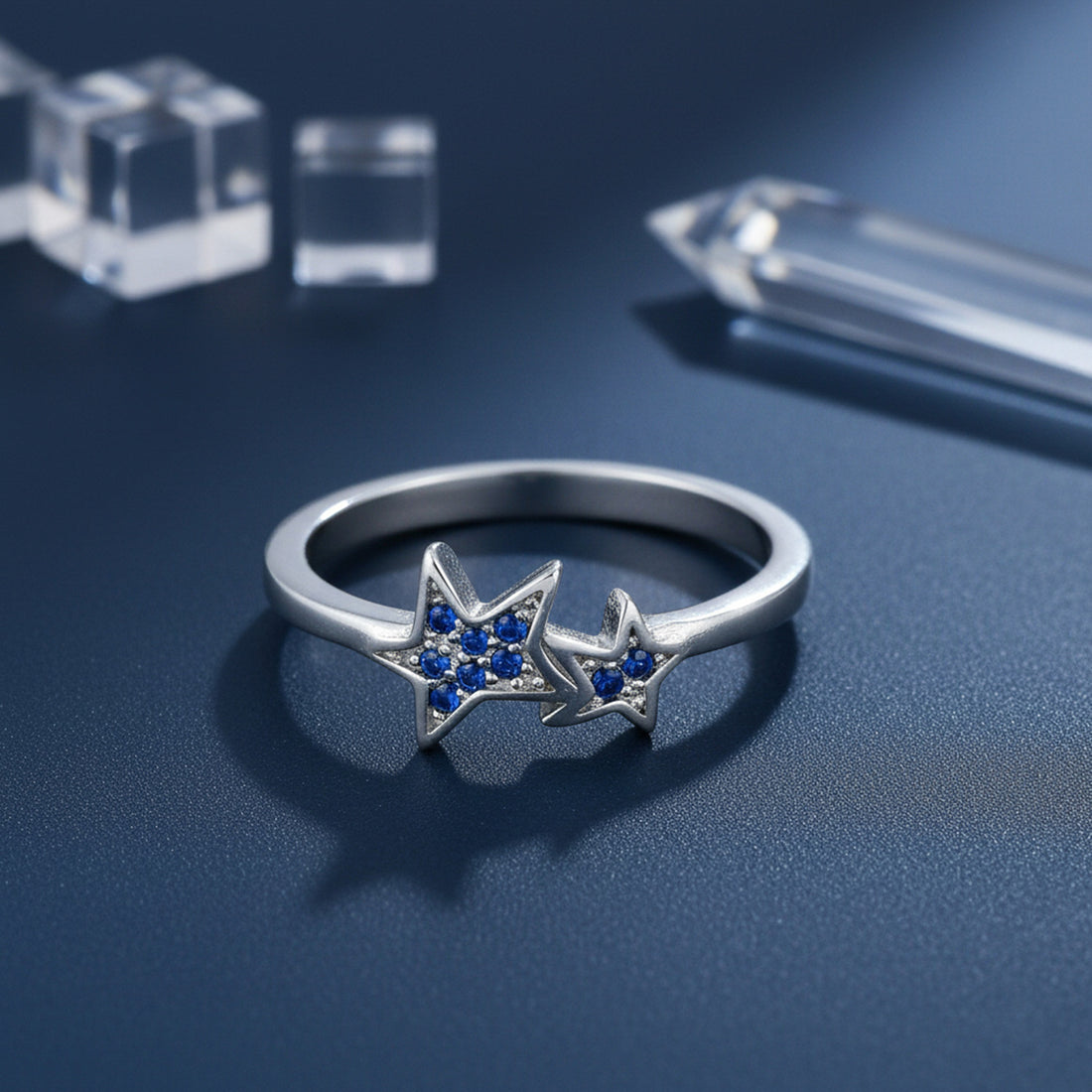 Celestial Twin Star 925 Sterling Silver Ring for Women