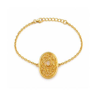 Celestial Web Opal Golden Sculpted Artistic Designer Bracelet