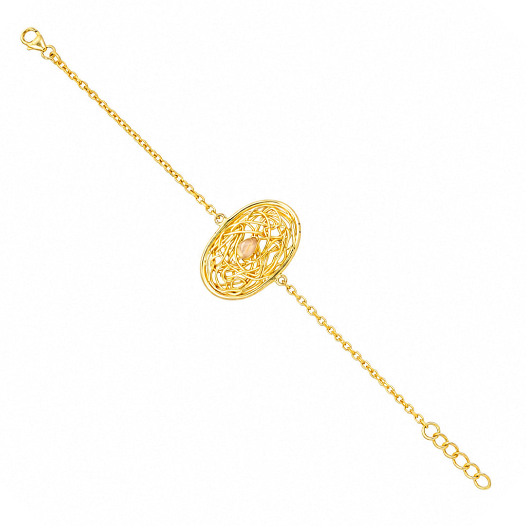 Celestial Woven Orbit Blush Crystal Elegant Designer Bracelet