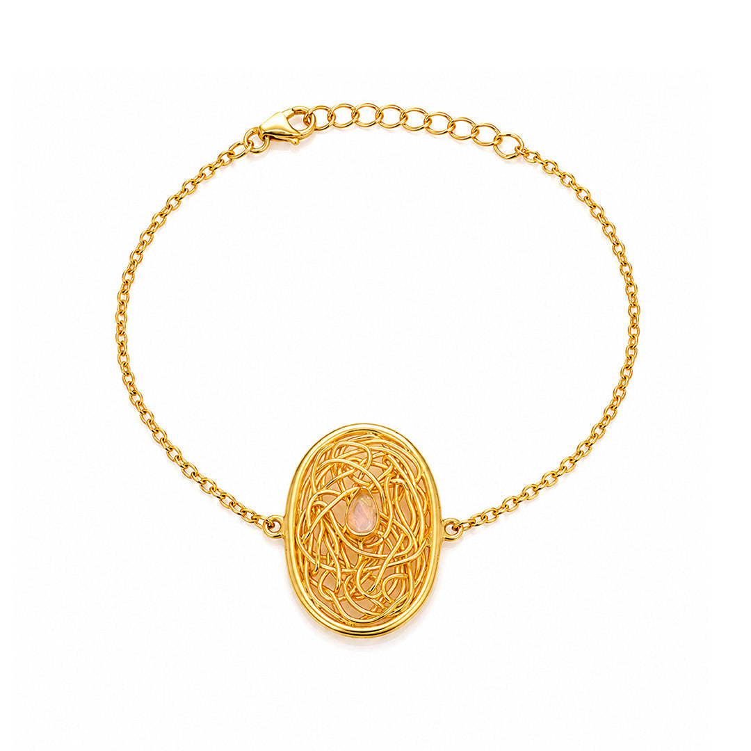 Celestial Woven Orbit Blush Crystal Elegant Designer Bracelet