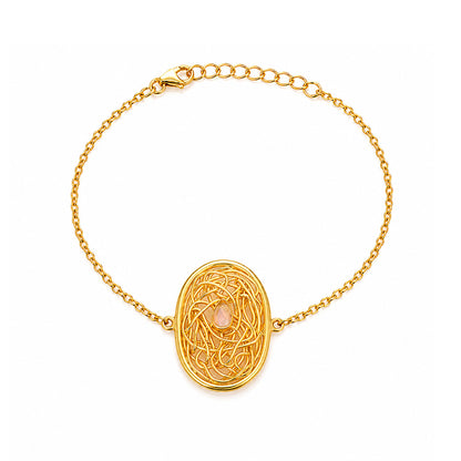 Celestial Woven Orbit Blush Crystal Elegant Designer Bracelet