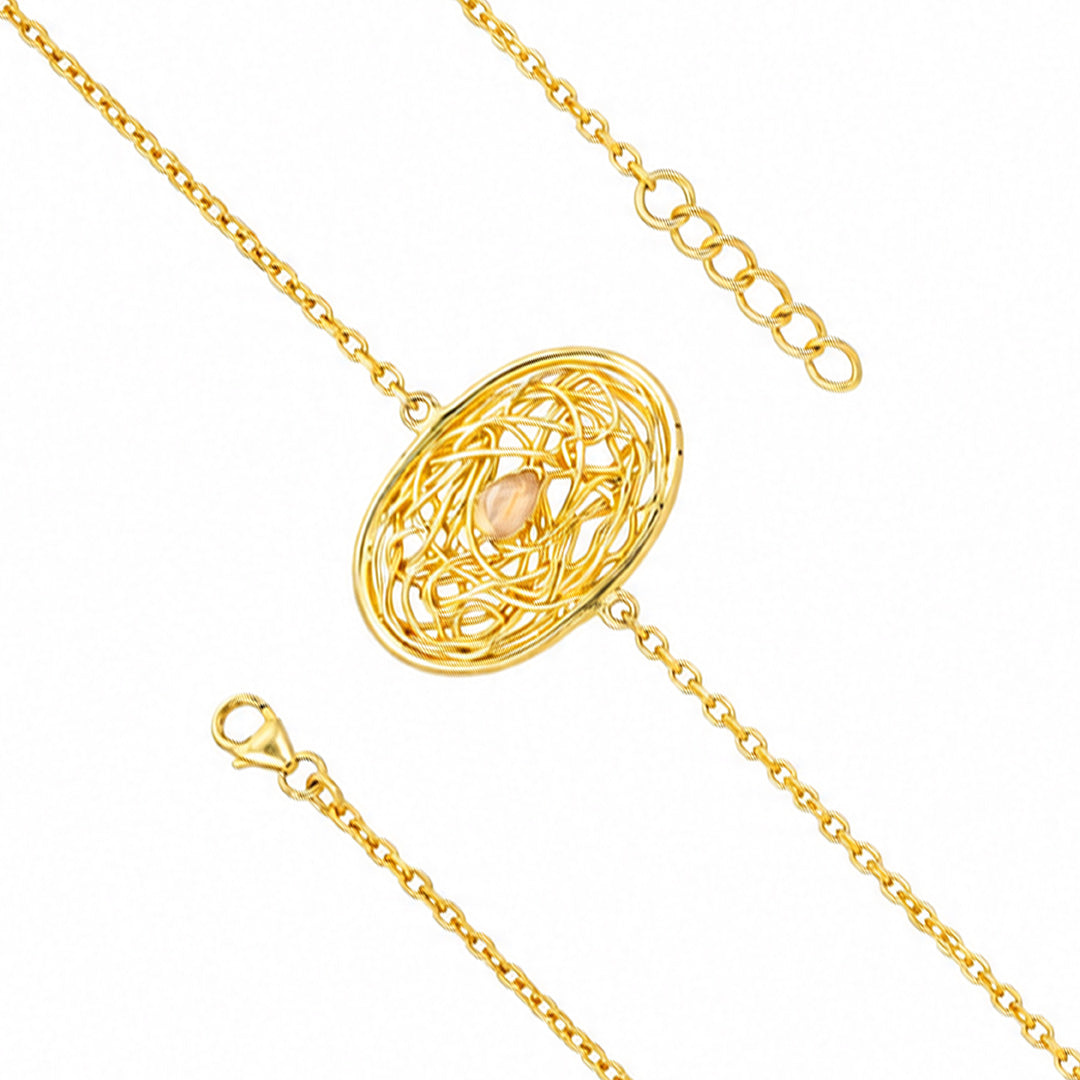 Celestial Woven Orbit Blush Crystal Elegant Designer Bracelet