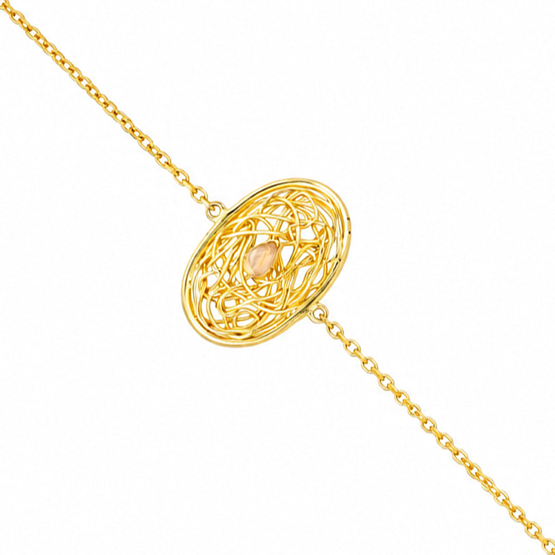 Celestial Woven Orbit Blush Crystal Elegant Designer Bracelet