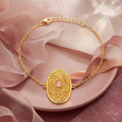 Celestial Woven Orbit Blush Crystal Elegant Designer Bracelet