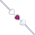 Centered Pink Rhodium 925 Trio Heart Bracelets