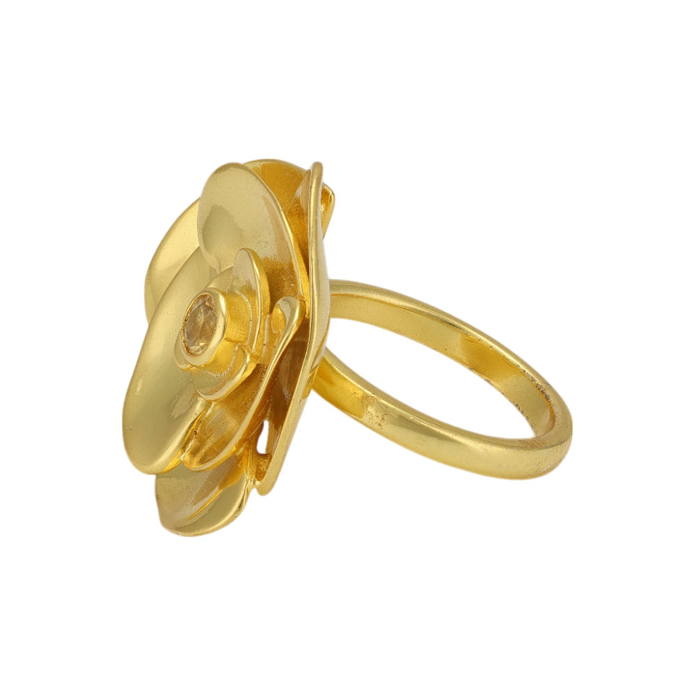 Centered Stone Golden Rose 925 Rings