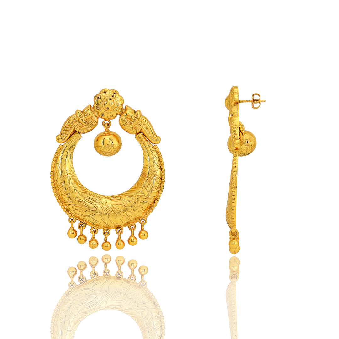 Chandbali Gold Drop Sterling Silver Earring