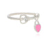 Charmed Heart 925 Rhodium Pink Heart Lock Drop Ring
