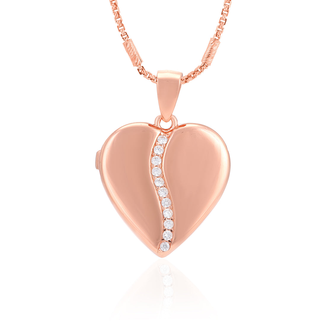 Charmed Rose Gold Heart 925 Centre Stoned Detailing Locket Pendant