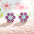 Charming Pink Flower 925 Sterling Silver Stud for Women