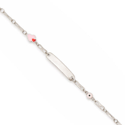 Silver bracelet with heart-shaped charms on a white background