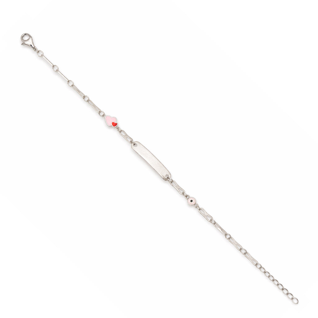 Silver bracelet with a heart charm on a white background