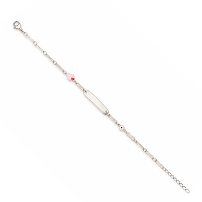 Silver bracelet with a heart charm on a white background