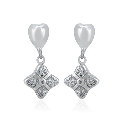 Charming Heart Sparkling Star Dangle 925 Sterling Silver  Earrings for Women