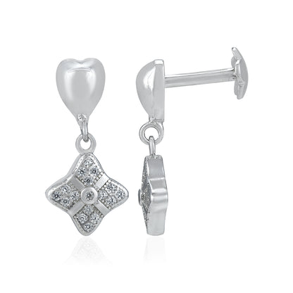 Charming Heart Sparkling Star Dangle 925 Sterling Silver  Earrings for Women