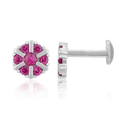 Charming Pink Flower 925 Sterling Silver Stud for Women