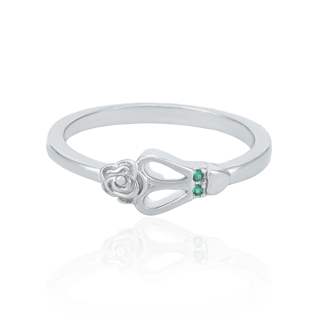 Charming Rose Green Stone 925 Sterling Silver Ring for Women