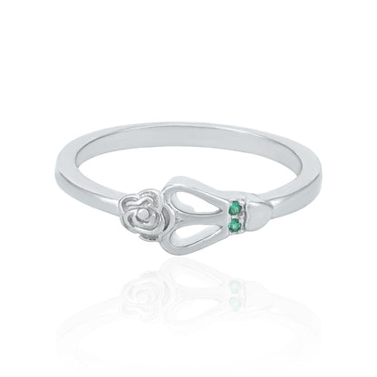 Charming Rose Green Stone 925 Sterling Silver Ring for Women