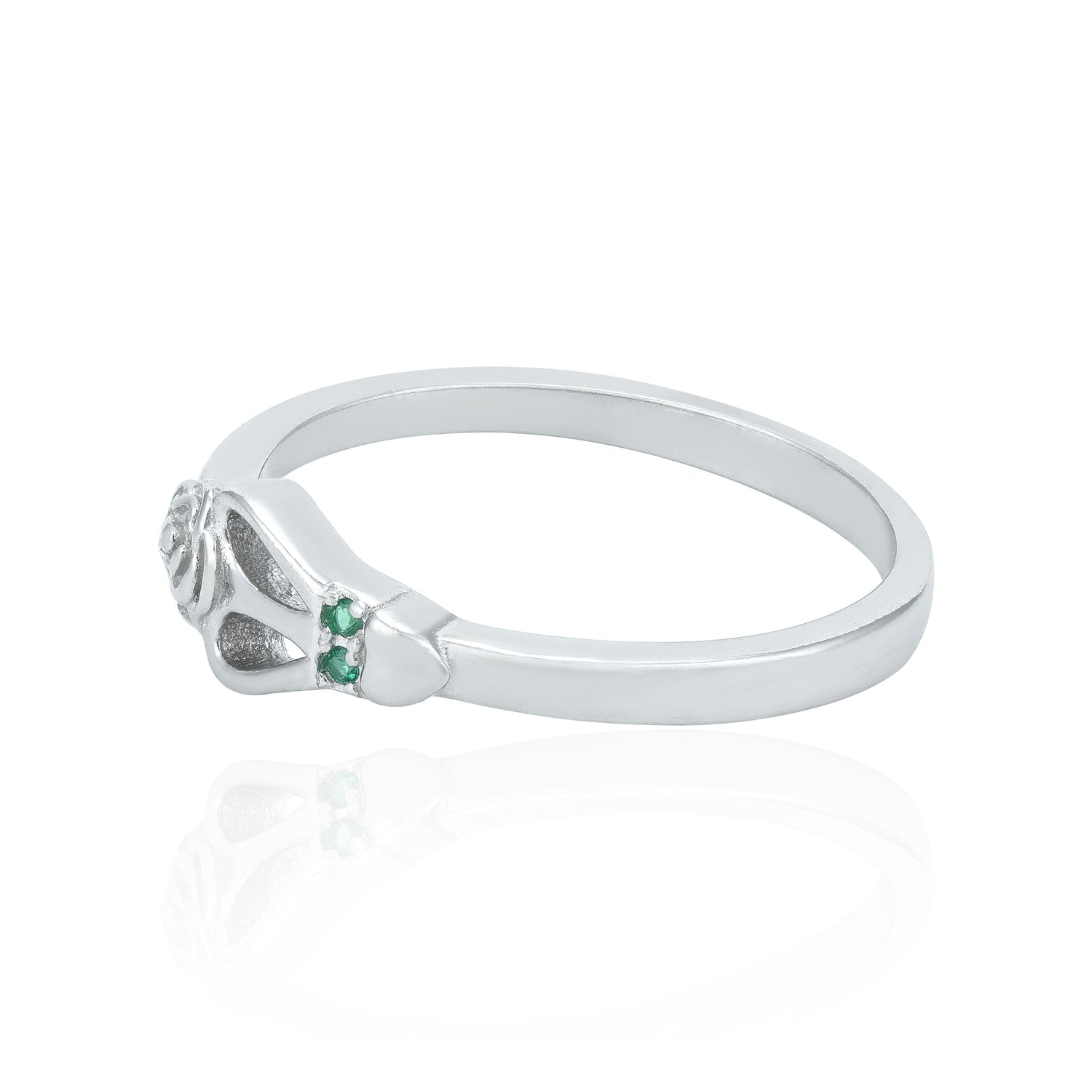 Charming Rose Green Stone 925 Sterling Silver Ring for Women
