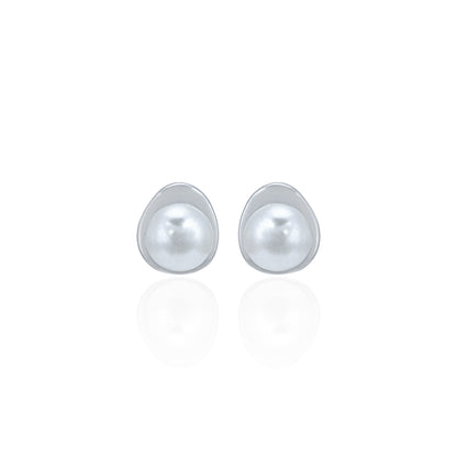 Charming Round Pearl 925 Sterling Silver Stud for Women