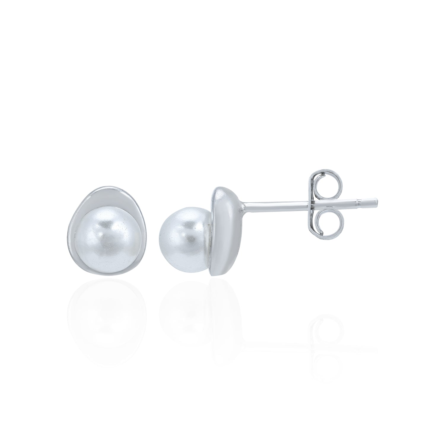 Charming Round Pearl 925 Sterling Silver Stud for Women