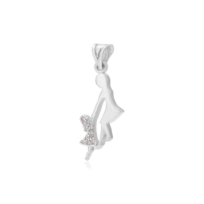 Cherished Playful Mom Daughter Rhodium Plated 925 Pendants