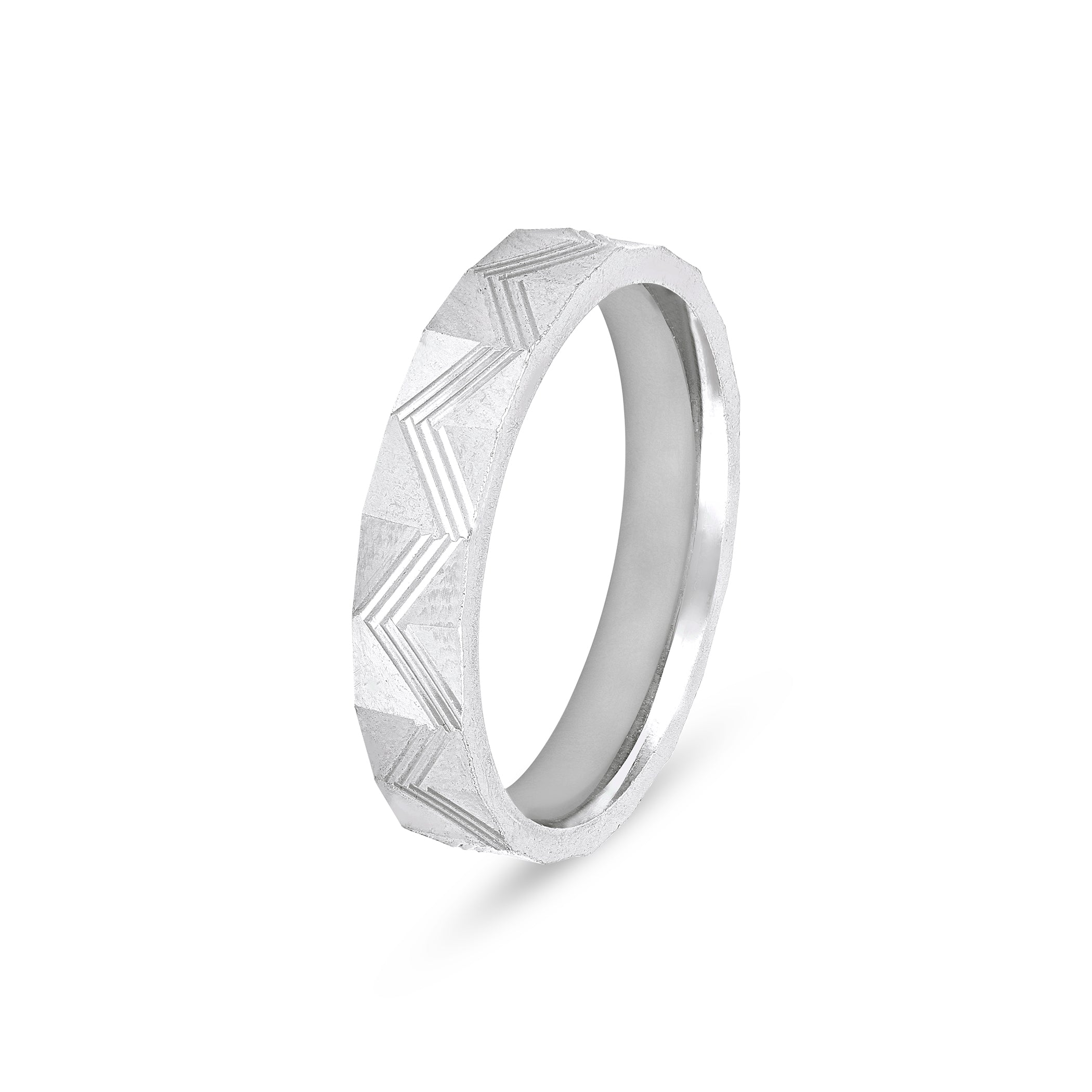 Chevron Faceted 925 Sterling Silver Rings for Men