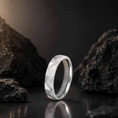 Chevron Faceted 925 Sterling Silver Rings for Men
