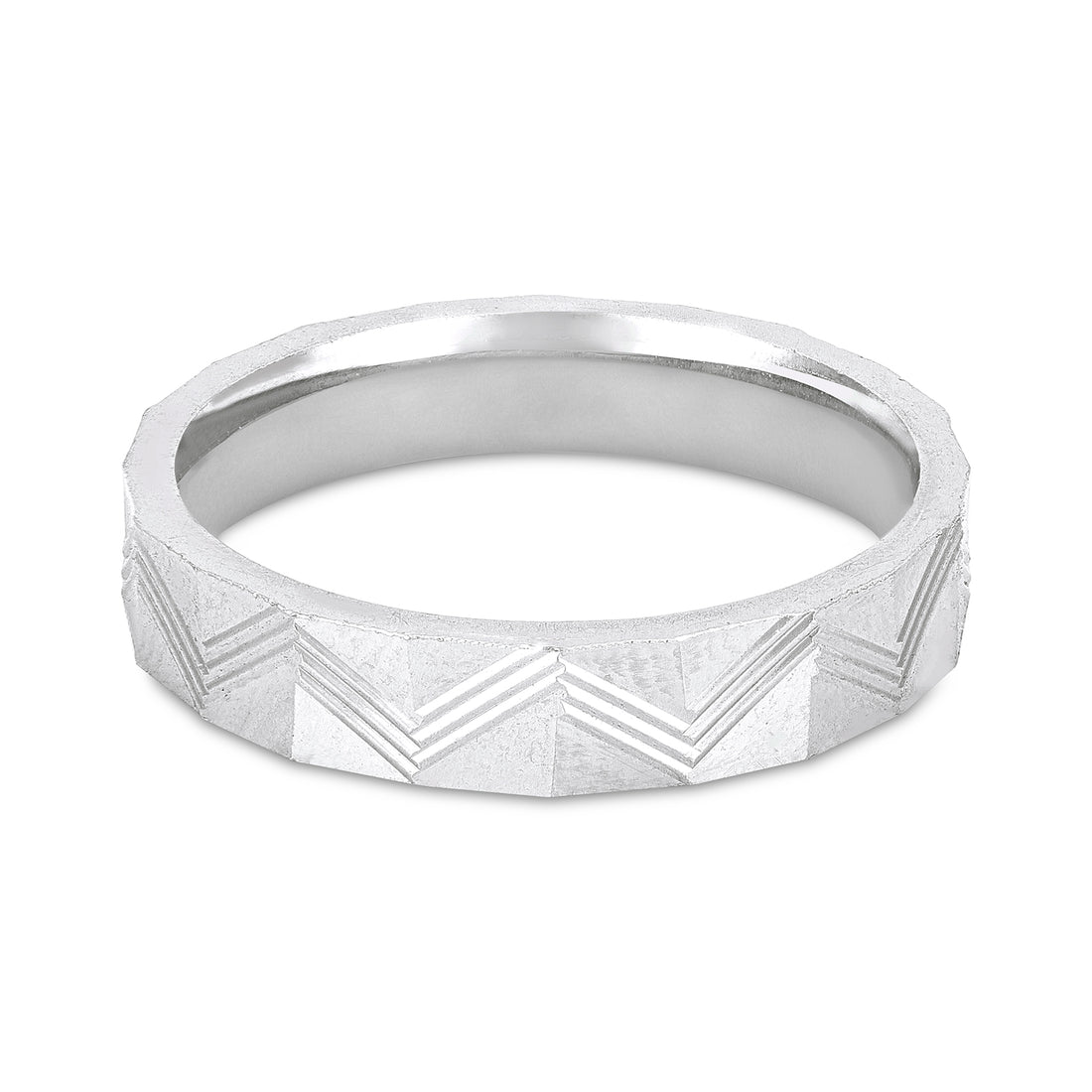 Chevron Faceted 925 Sterling Silver Rings for Men