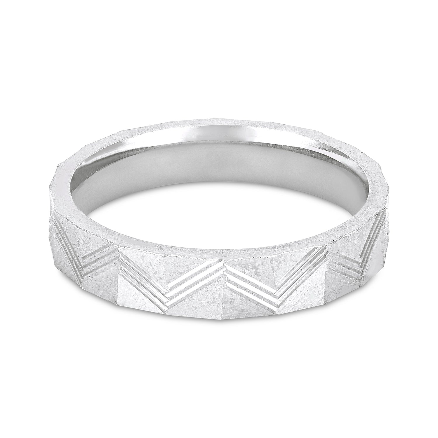 Chevron Faceted 925 Sterling Silver Rings for Men