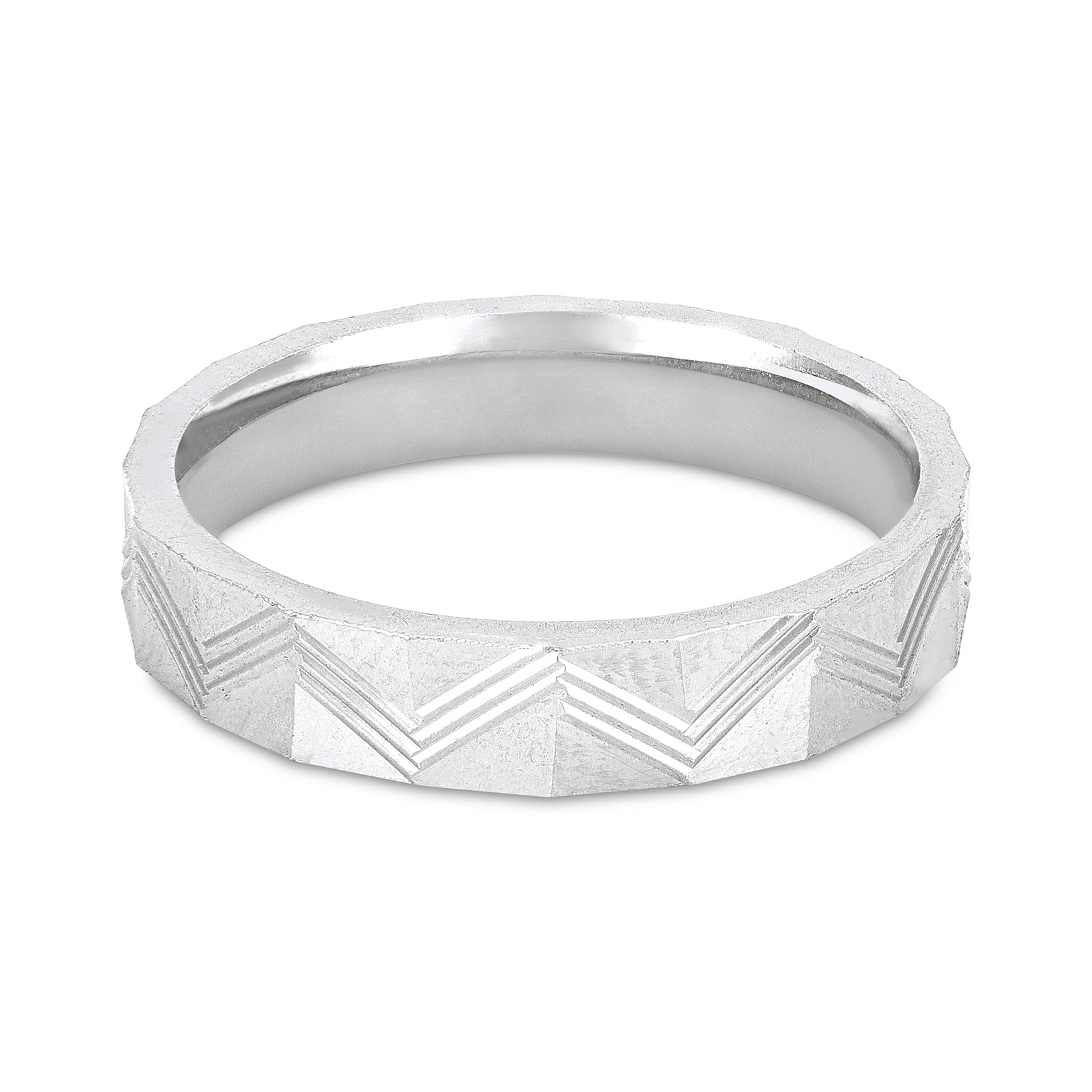 Chevron Faceted 925 Sterling Silver Rings for Men