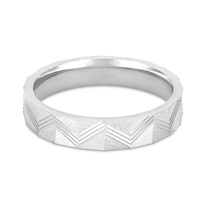 Chevron Faceted 925 Sterling Silver Rings for Men