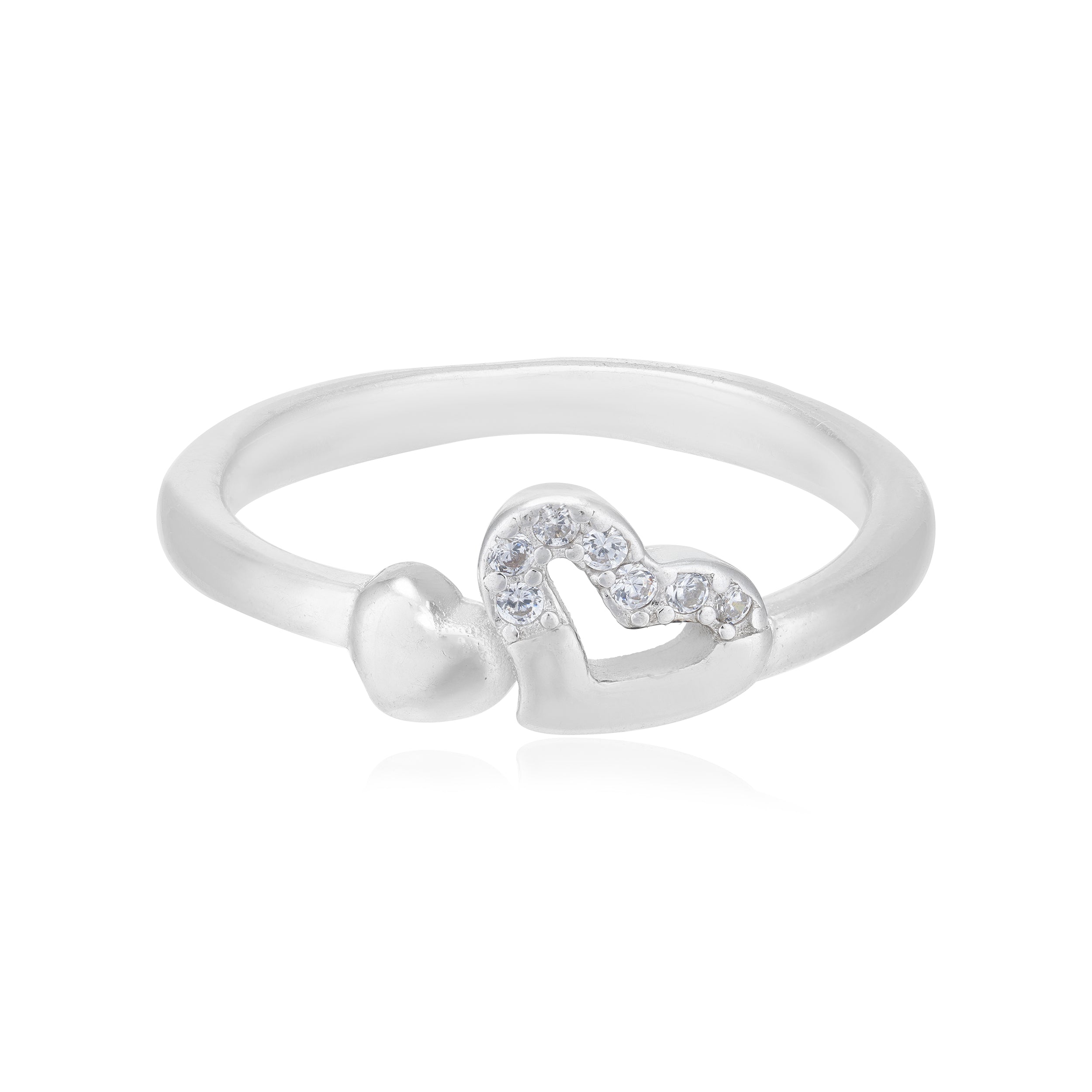 Chic Duo 925 Rhodium Contrast Heart Ring