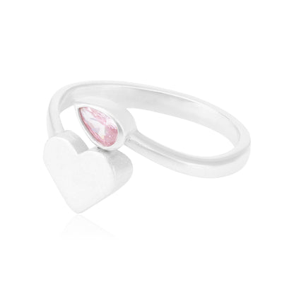 Chic Heart Rhodium 925 Soft Pink Ring