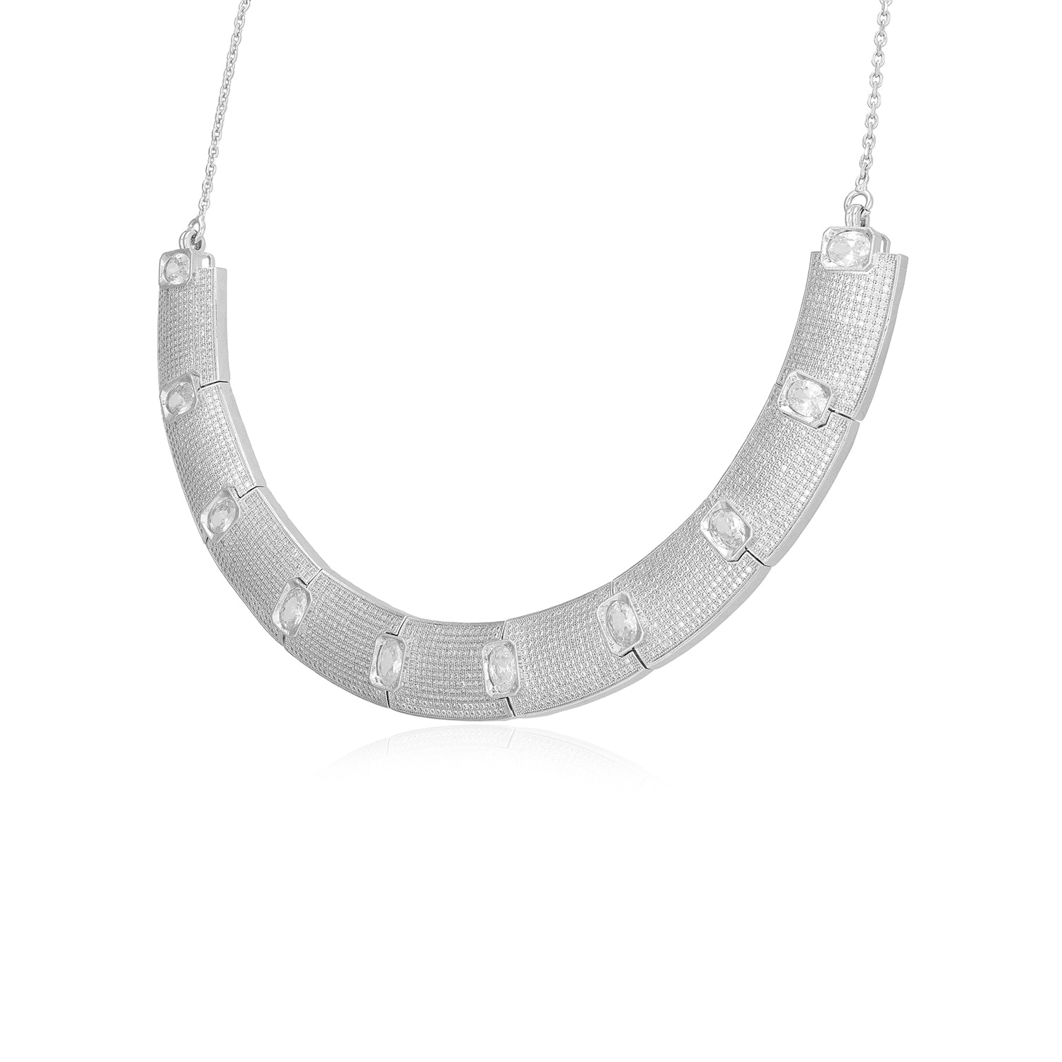 Chunky Rhodium Plated Bold Glam Necklace