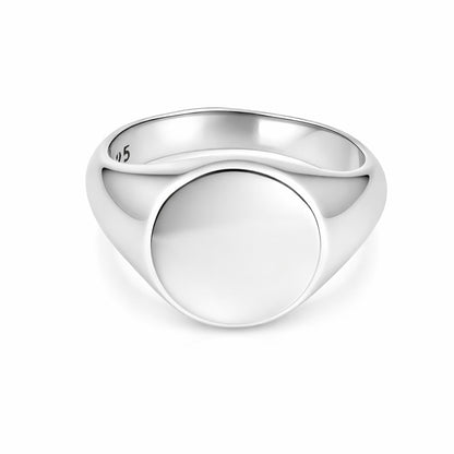 Classic Engraving Round Signet 925 Sterling Silver Ring for women