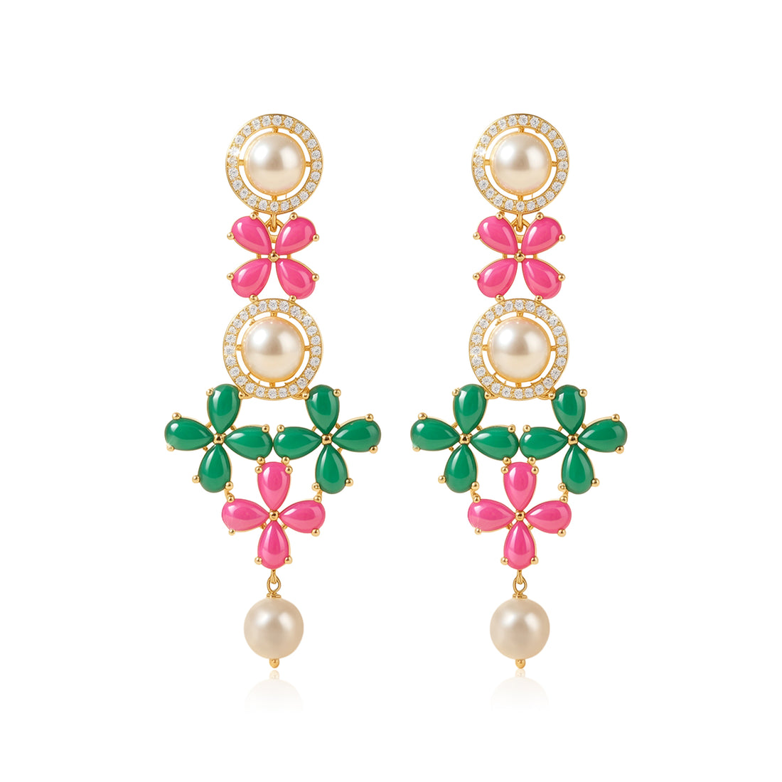 Classic Floral Multicolor Drop Elegance 925 Sterling Silver Earring for Women