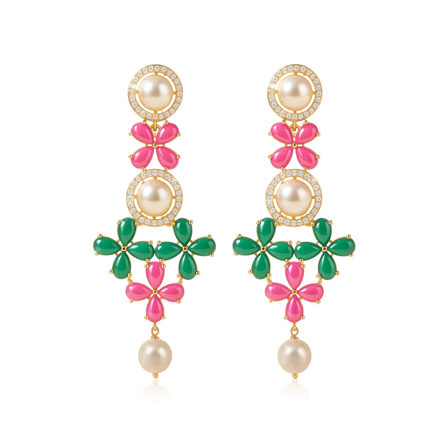 Classic Floral Multicolor Drop Elegance 925 Sterling Silver Earring for Women