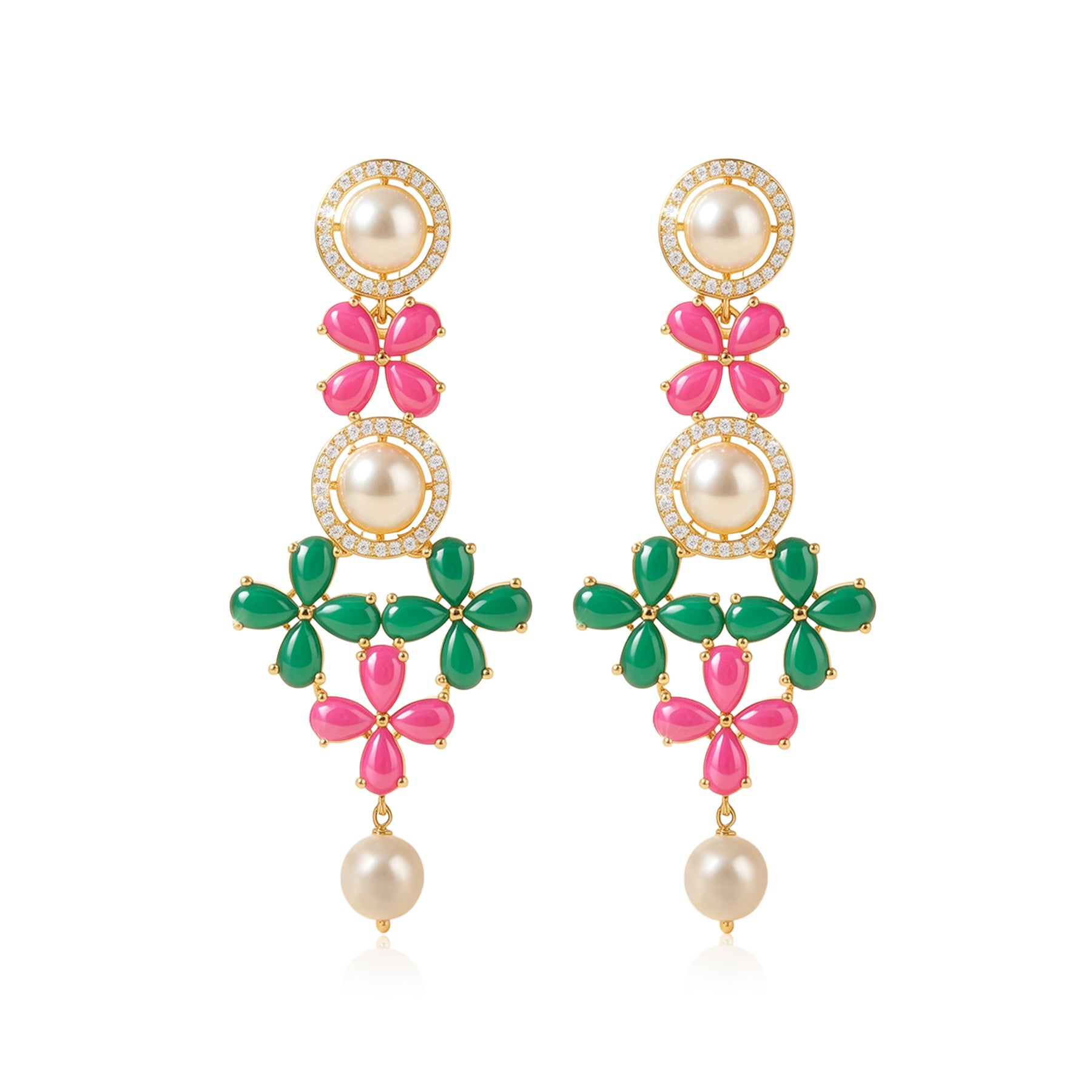 Classic Floral Multicolor Drop Elegance 925 Sterling Silver Earring for Women