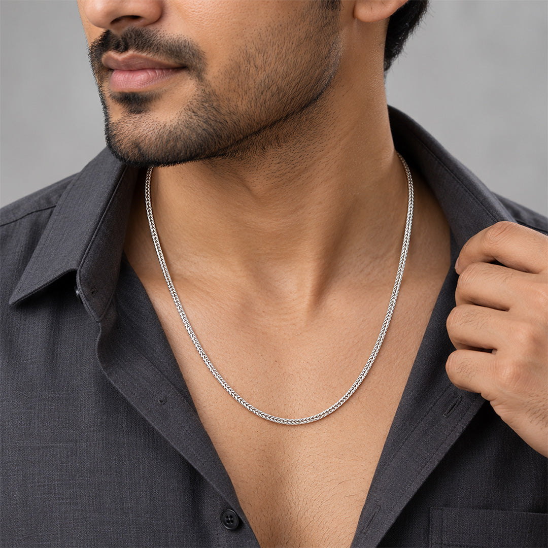 Classic Franco Square Foxtail Sterling Silver Chain
