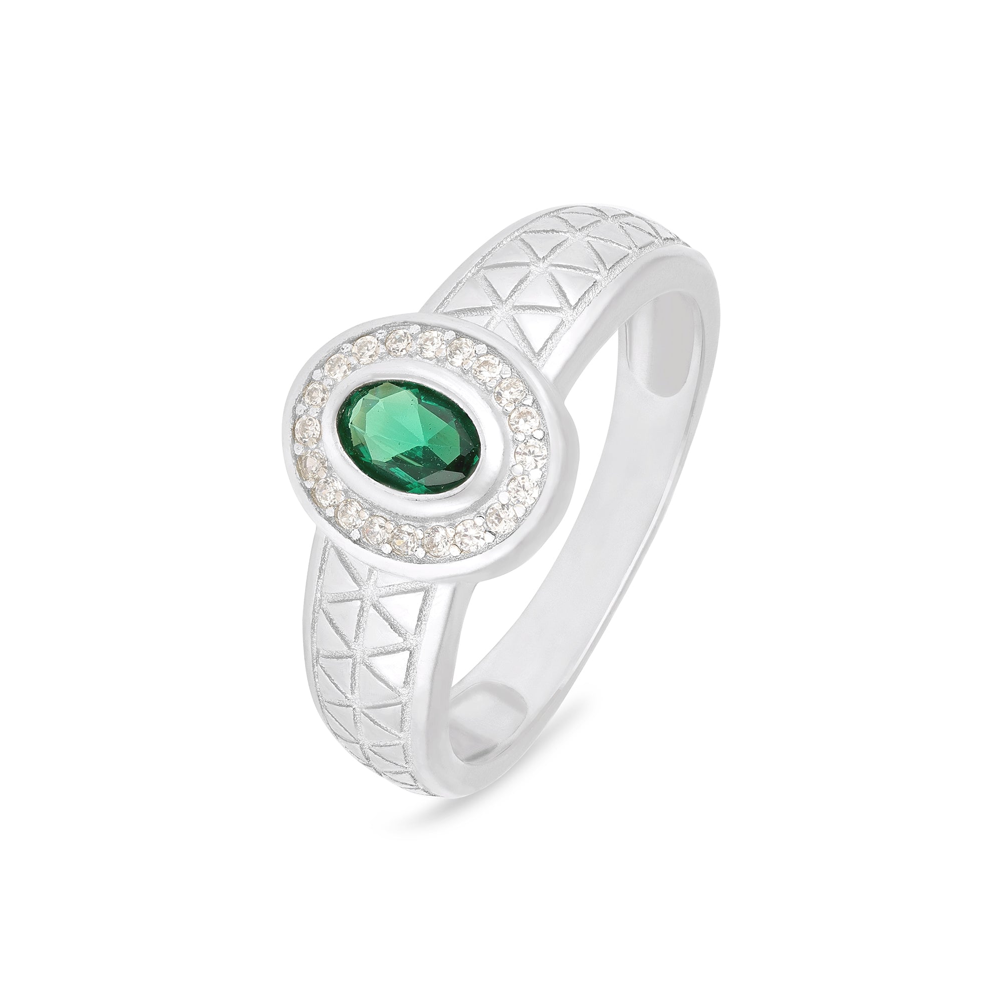 Classic Green Stone 925 Sterling Silver Oval Ring for Men