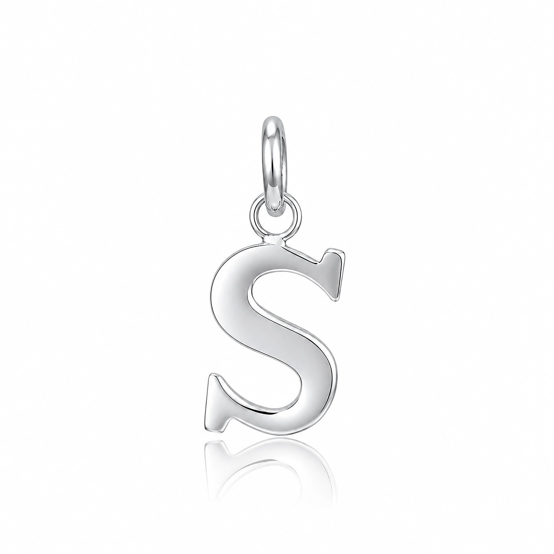 Classic Letter S 925 Sterling Silver Charm Pendant