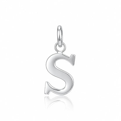 Classic Letter S 925 Sterling Silver Charm Pendant