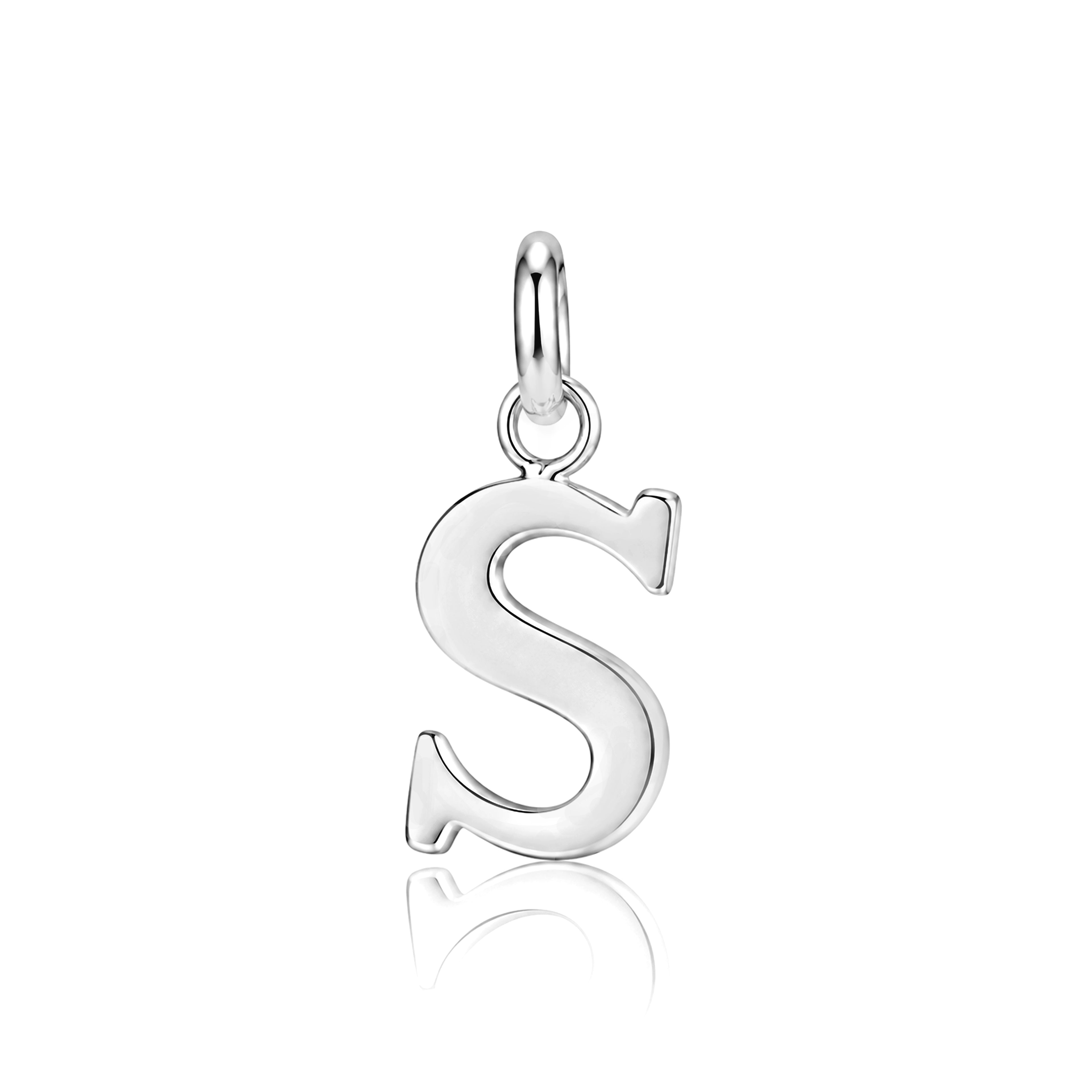 Classic Letter S 925 Sterling Silver Charm Pendant