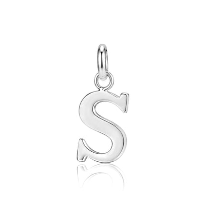 Classic Letter S 925 Sterling Silver Charm Pendant