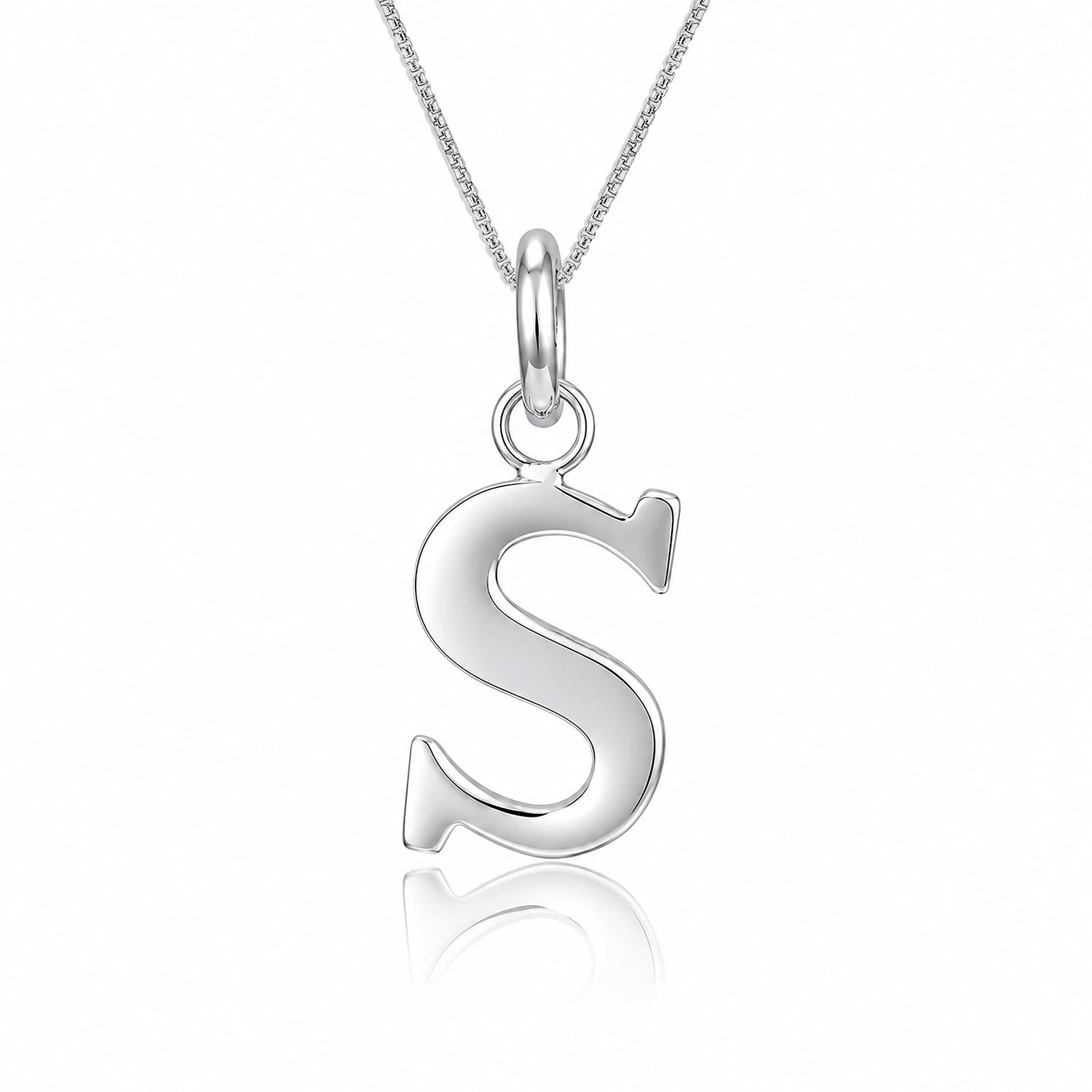 Classic Letter S 925 Sterling Silver Charm Pendant