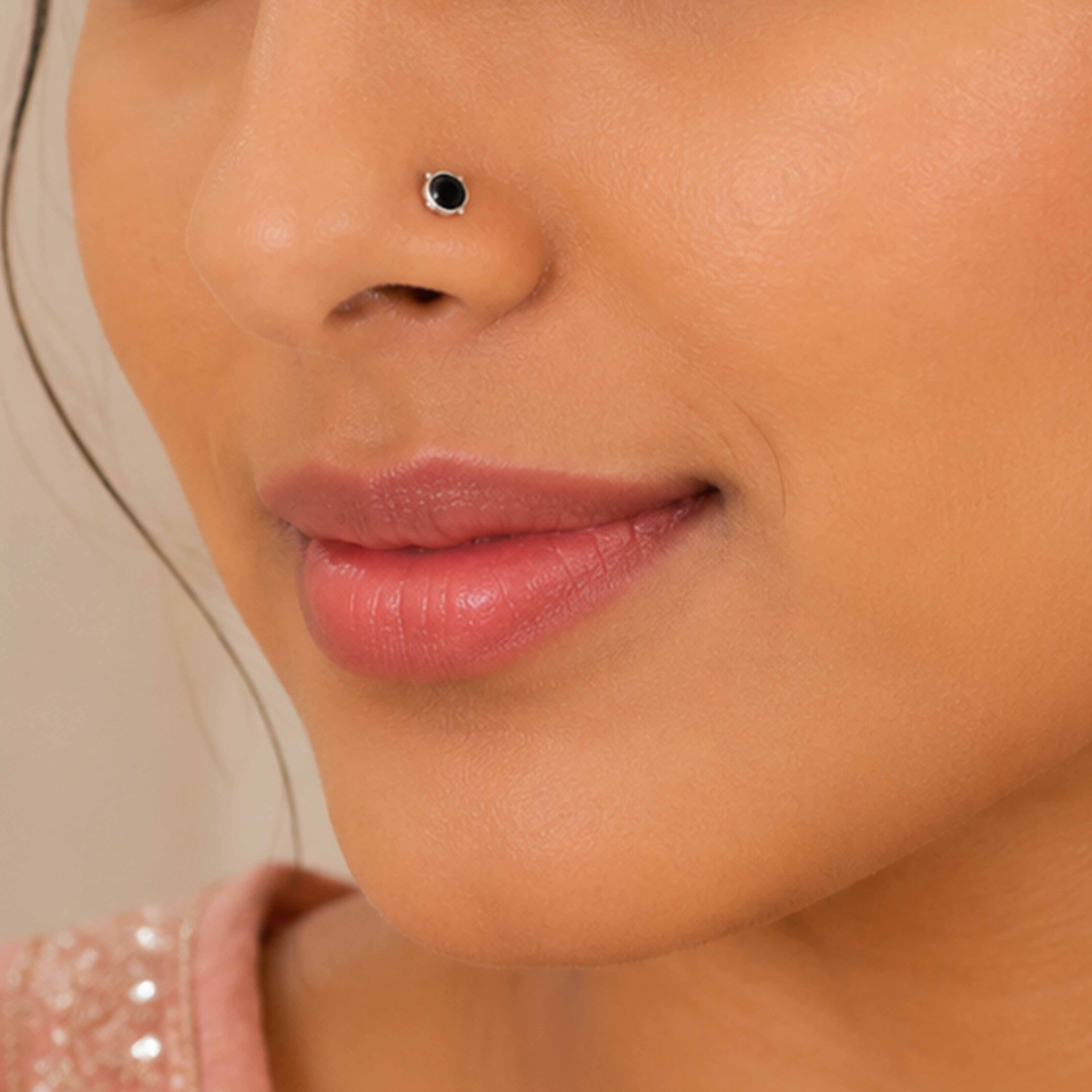 Classic Onyx Glow 925 Sterling Silver Premium Nose Pin