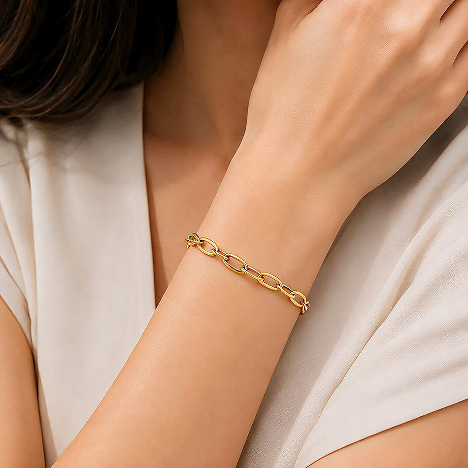 Classic Oval Statement Anchor Silver Bracelet