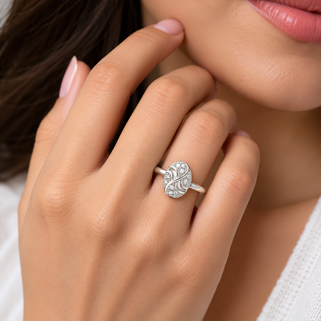 Classic Solitaire Bypass Sterling Silver Ring